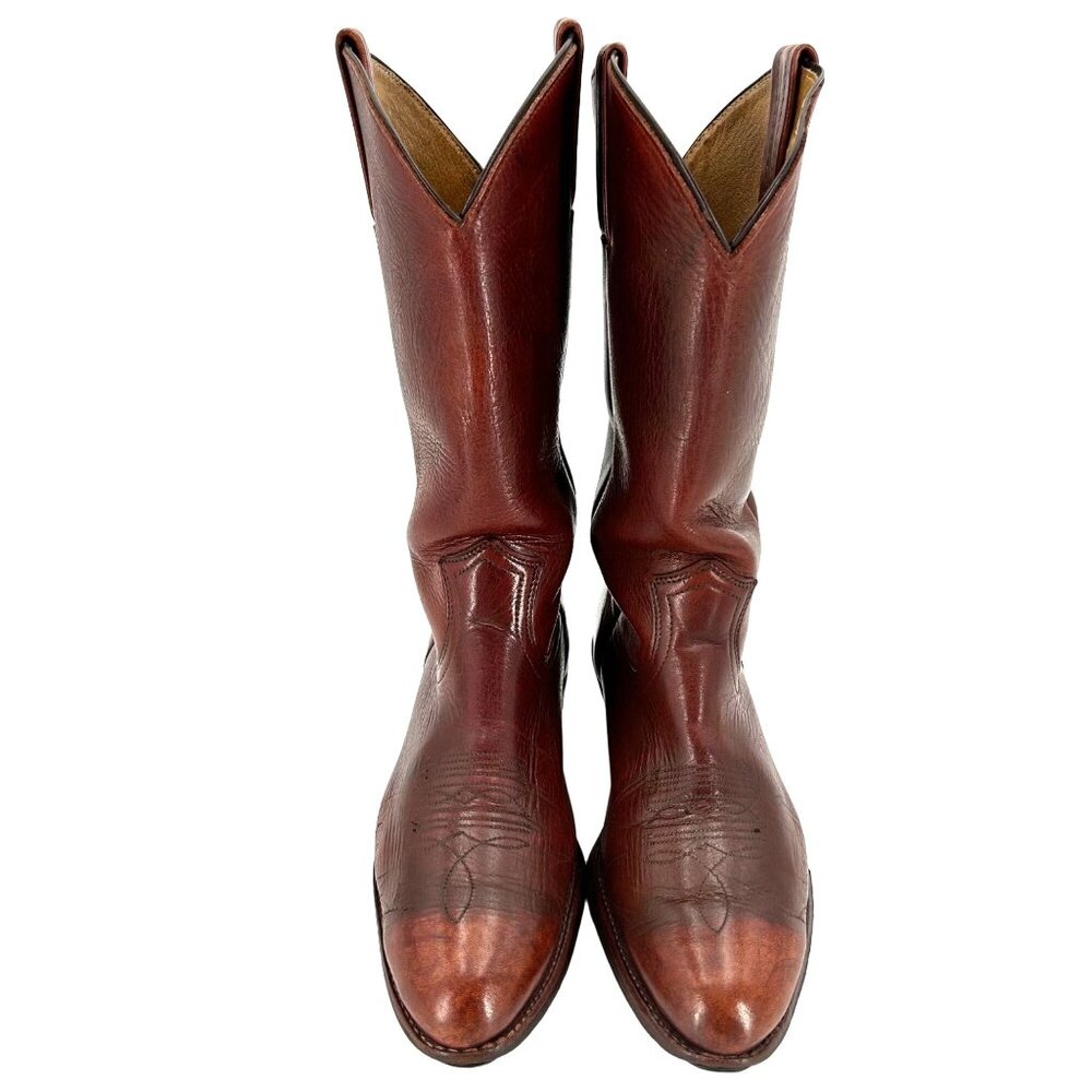 Vintage Frye Cowboy Boots Mens size 9D Distressed Brown Leather USA Western Boot - Picture 1 of 15
